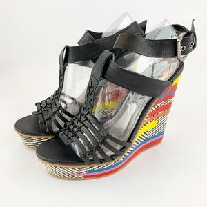 NWOB Naughty Monkey Colorful Wedges Size 8